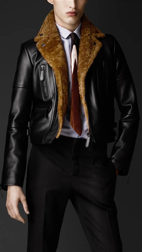 burberry prorsum mens shearling jacket|burberry shearling collar jacket.